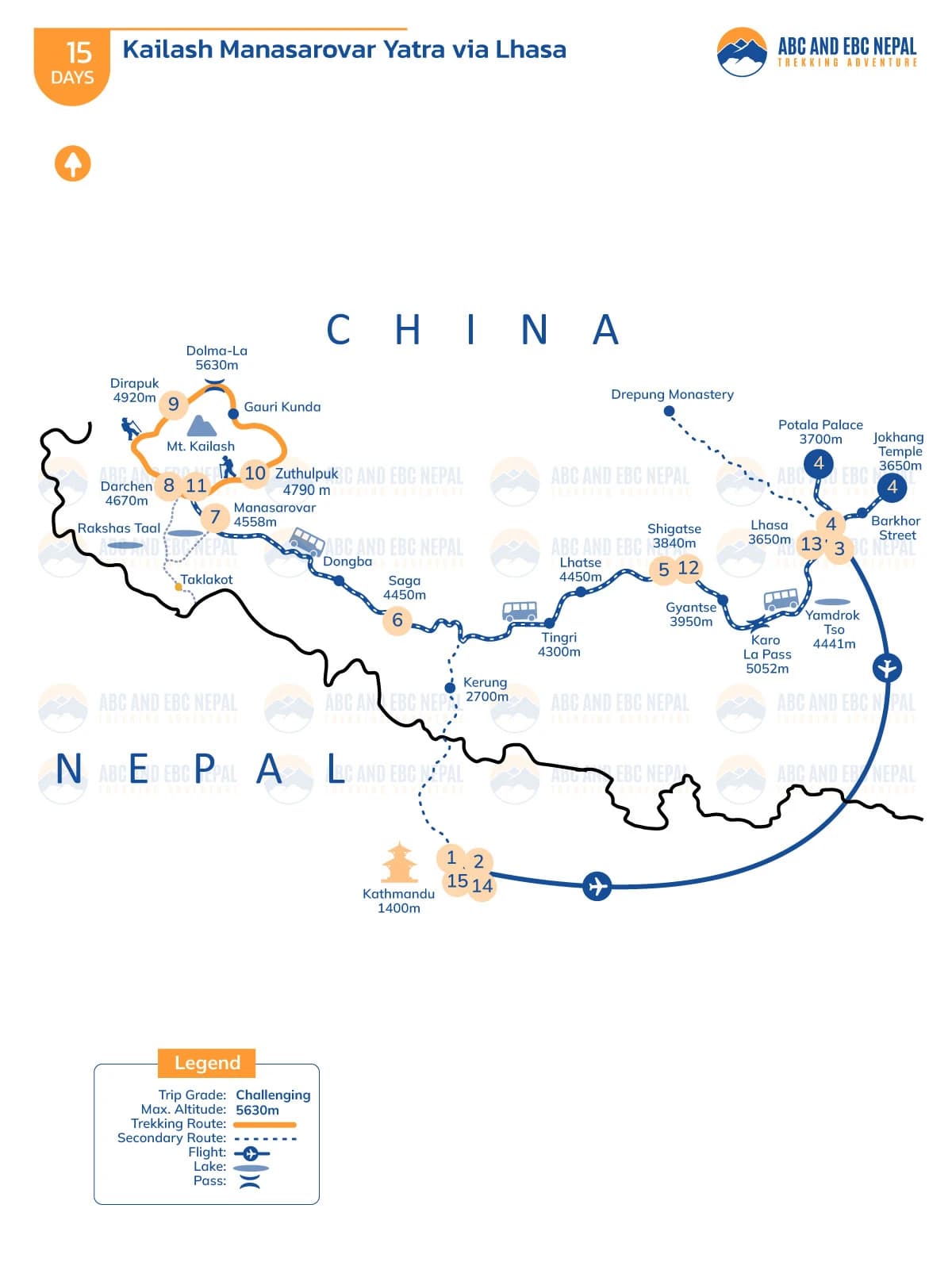 kailash manasarovar yatra via lhasa map