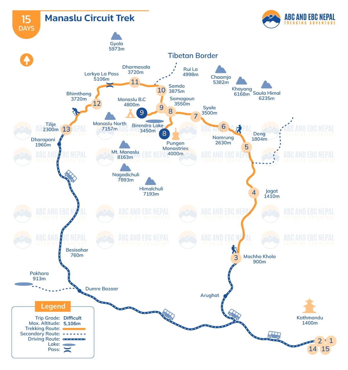 Manaslu Circuit Trek Route Map