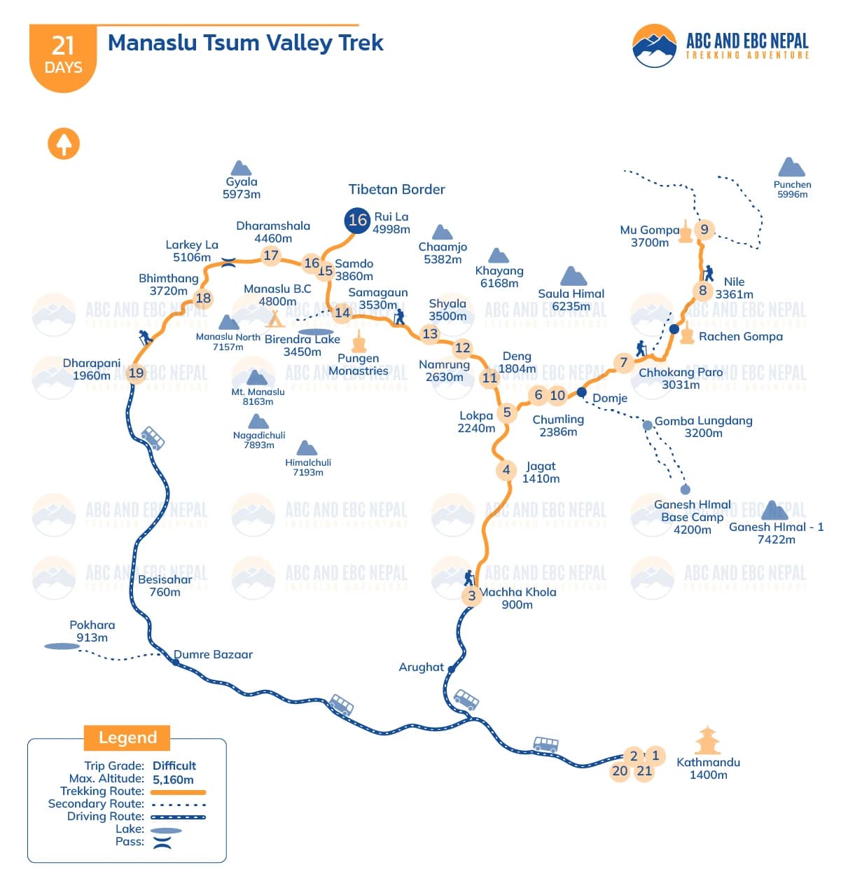 Manaslu Tsum Valley Trek Map