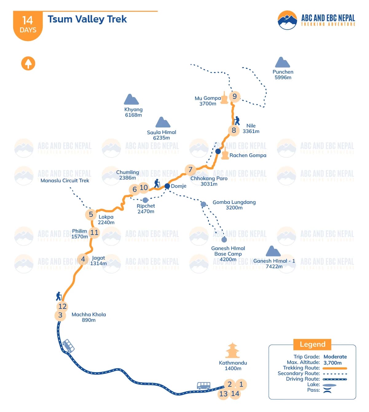 Tsum Valley Trek Map
